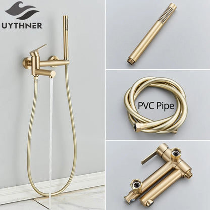Uythner Wall-Mounted Brass Bath Mixer with Swivel Spout