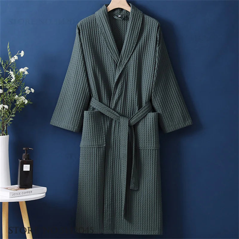 Luxurious Waffle Cotton Bathrobe - Aura Banho