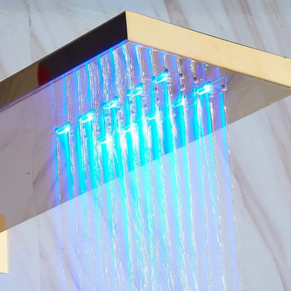 Conjunto de Chuveiro Montado na Parede com 3 Modos, Chuveiro de Mão com Display LED, em Latão e ABS para Banheiro, Hotel e Casa, Sistema de Chuveiro Moderno