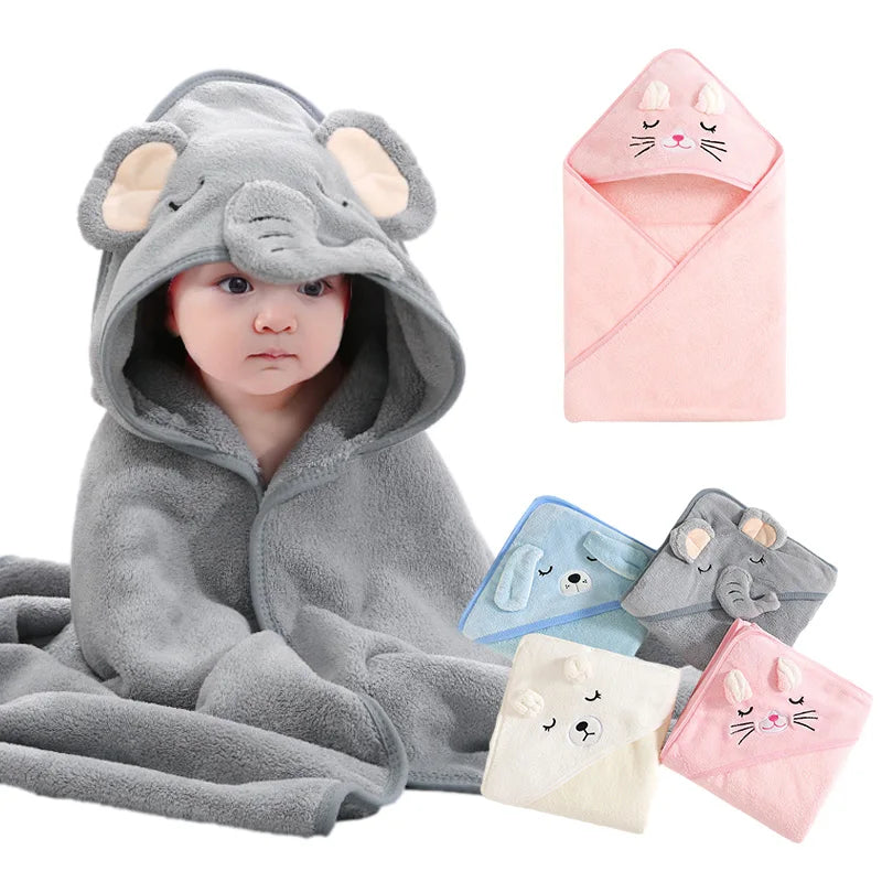 Baby Bath Towels With Cartoon Print and Hood