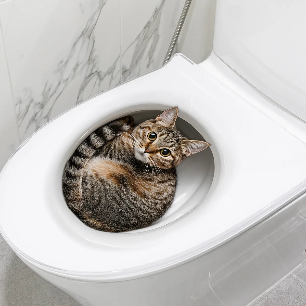 Funny 3D Cat Sticker for Toilet Bowl