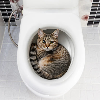 Funny 3D Cat Sticker for Toilet Bowl