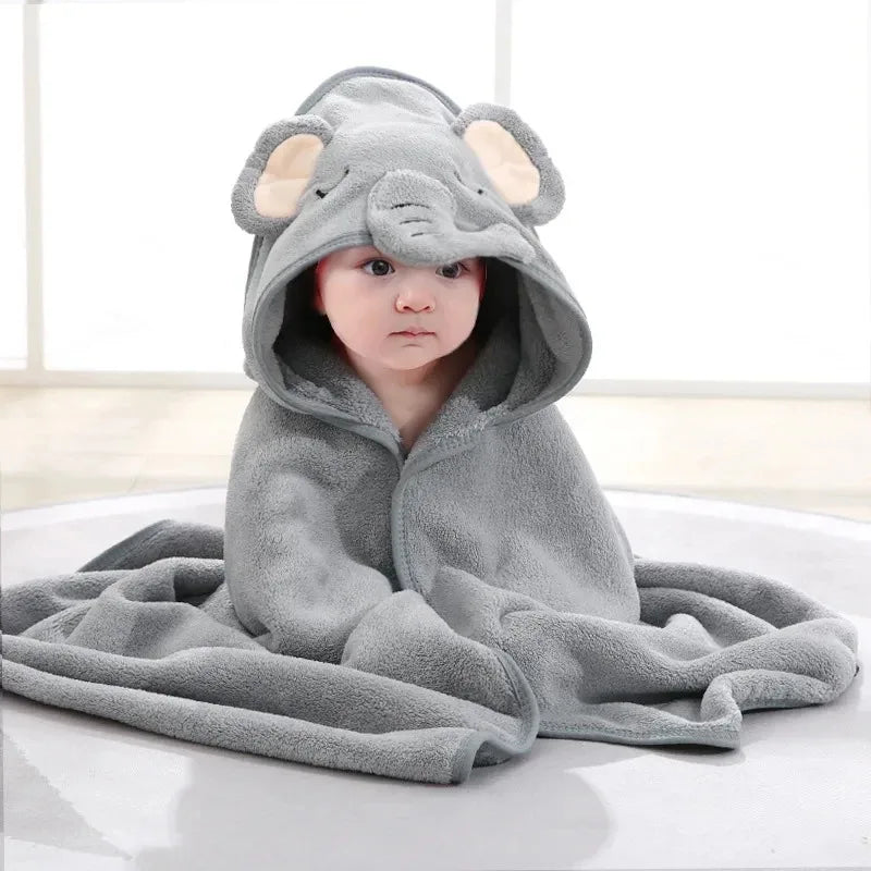Baby Bath Towels With Cartoon Print and Hood