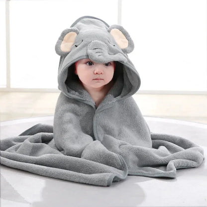 Baby Bath Towels With Cartoon Print and Hood