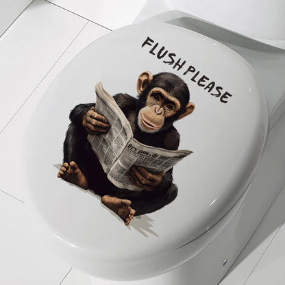 Chimpanzee Newspaper Sticker for the Toilet