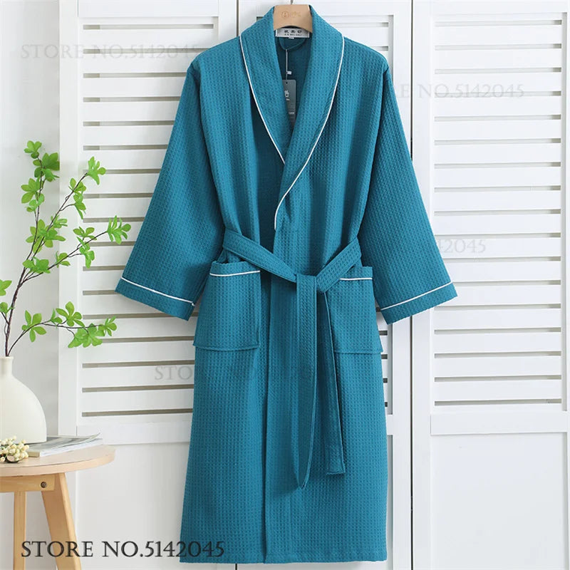 Luxurious Waffle Cotton Bathrobe - Aura Banho