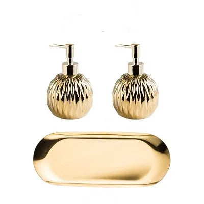 Luxurious Gold Soap Dispenser - 400ml Ceramic Elegance