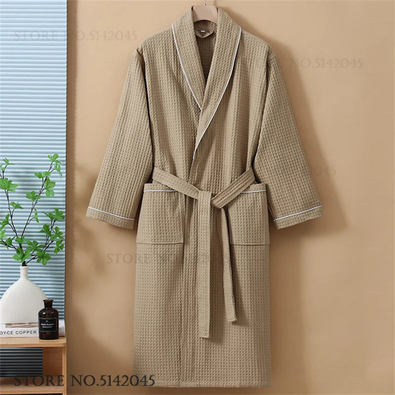 Luxurious Waffle Cotton Bathrobe - Aura Banho