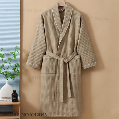 Luxurious Waffle Cotton Bathrobe - Aura Banho