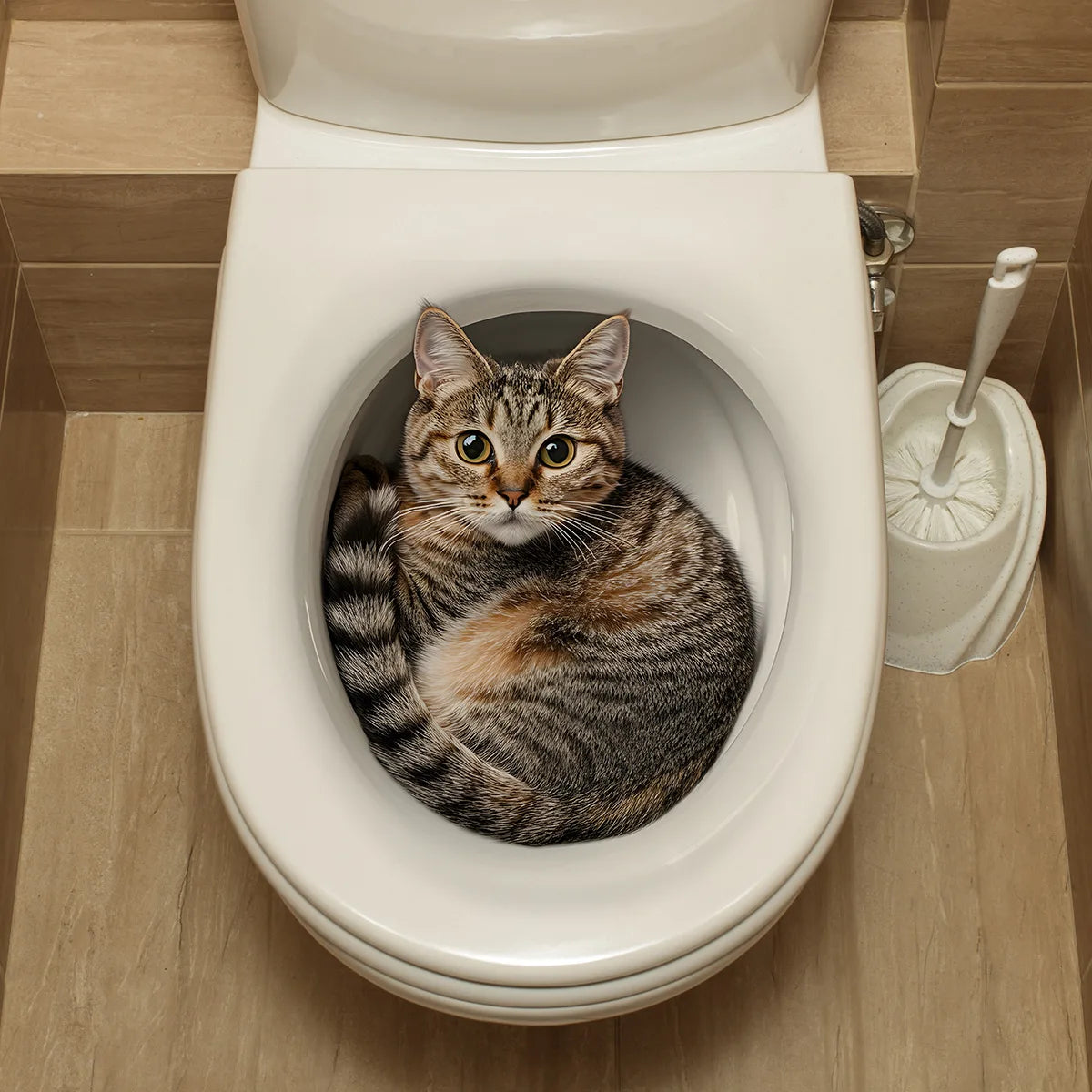 Funny 3D Cat Sticker for Toilet Bowl