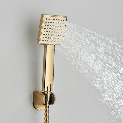 Ouro preto torneira da banheira cachoeira torneira do chuveiro fixado na parede misturador de água quente e fria para banheiro cromo banho chuveiro conjunto sistema
