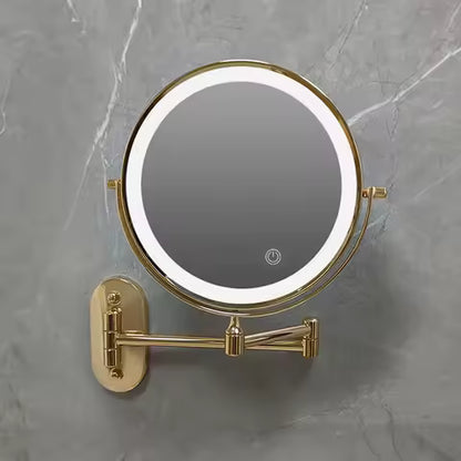 Luxurious 8-Inch Gold Makeup Mirror with USB & Dual Magnification
