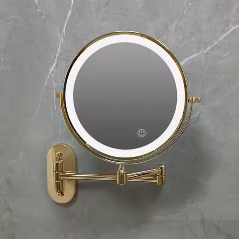 Luxurious 8-Inch Gold Makeup Mirror with USB & Dual Magnification