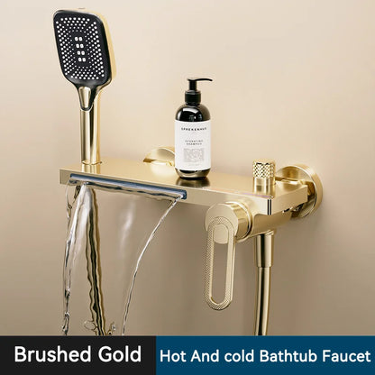 Elegant Wall-Mounted Bath Mixer with Hand Shower