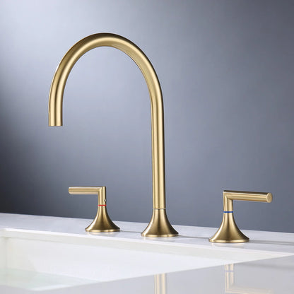 Torneira de Parede para Banheiro com Acabamento Escovado Dourado, Misturador de Água Quente e Fria em Latão Cromado