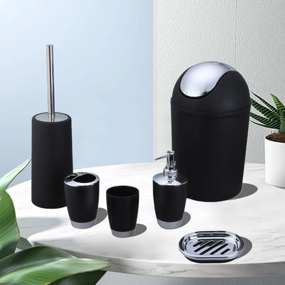 6 Piece Set Luxury Bathroom Fashionable Toilet Supplies Toilet Brush Set Lotion Bottle Toothbrush Holder Soap Box Trash Can