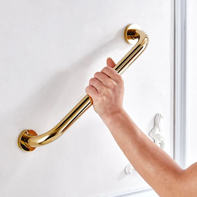 30/40/50cm banheira do banheiro corrimão latão acabamento dourado barra de apoio chuveiro suporte segurança alça toalheiro