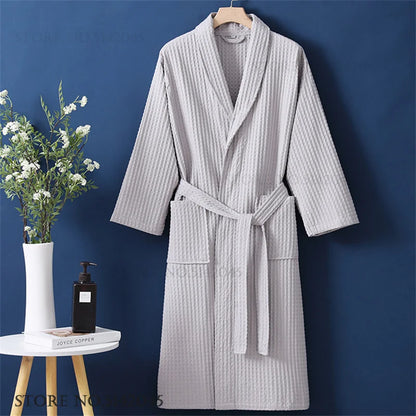 Luxurious Waffle Cotton Bathrobe - Aura Banho