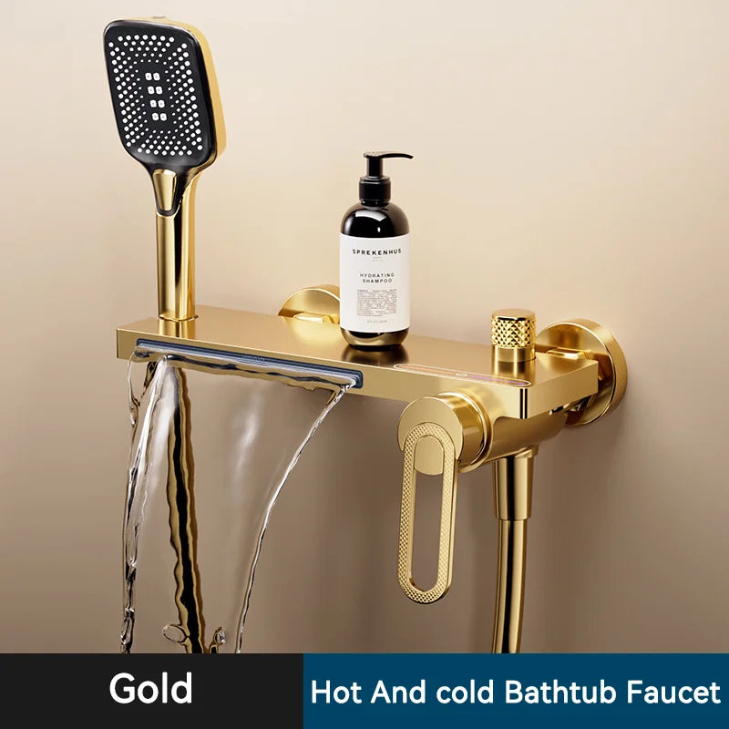 Elegant Wall-Mounted Bath Mixer with Hand Shower