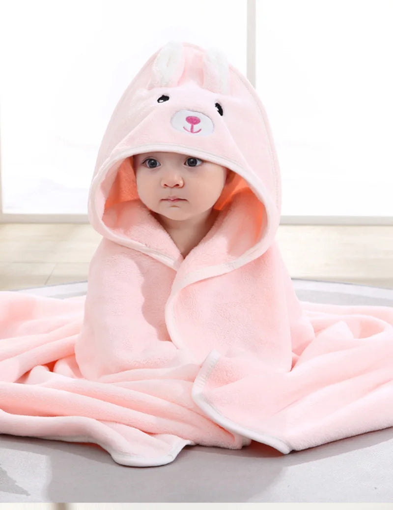 Baby Bath Towels With Cartoon Print and Hood