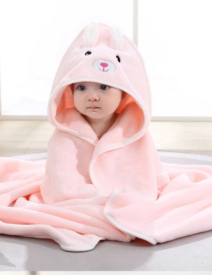 Baby Bath Towels With Cartoon Print and Hood