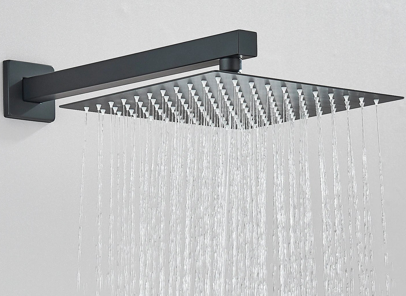 Black Concealed Shower System Rain Waterfall Bathroom Embedded Shower Faucet Set with Tub Spout