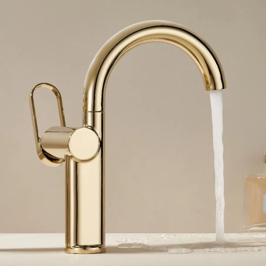 Bica giratória alta torneira do banheiro misturador torneiras de cozinha para pia de banheiro doméstico bacia de bronze torneira do banheiro quente e fria