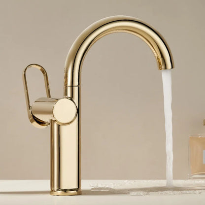 Bica giratória alta torneira do banheiro misturador torneiras de cozinha para pia de banheiro doméstico bacia de bronze torneira do banheiro quente e fria