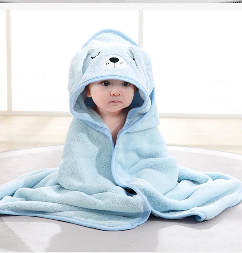 Baby Bath Towels With Cartoon Print and Hood