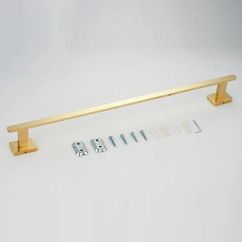 Banhado a ouro Brass Made Toalha Bar, Toilet Paper Holder, Robe Hook, Acessórios do banheiro, Hardware, 4 Pcs Set