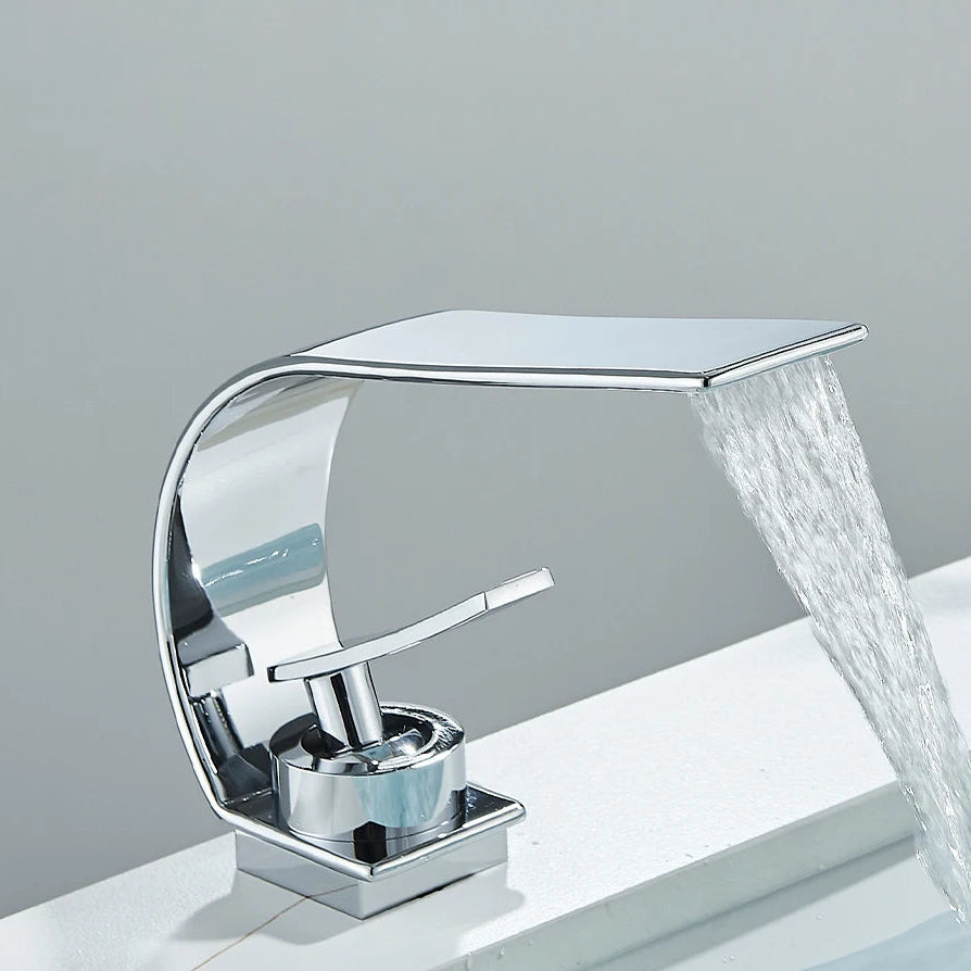 Elegant Matte Black Waterfall Bathroom Faucet