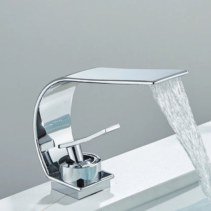 Elegant Matte Black Waterfall Bathroom Faucet