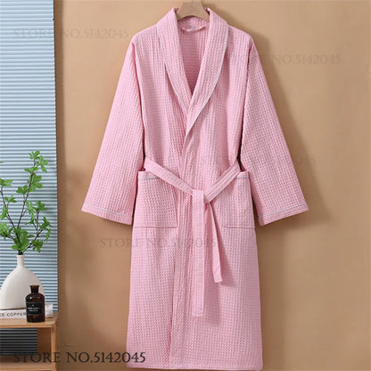 Luxurious Waffle Cotton Bathrobe - Aura Banho