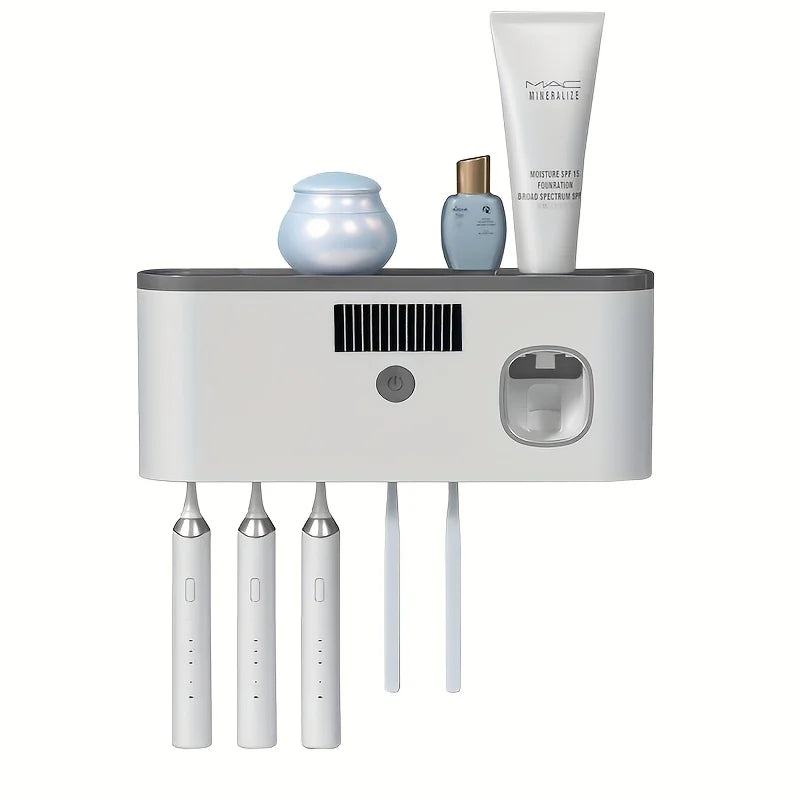 Smart UV Sanitizing Toothbrush Holder with Automatic Dispenser