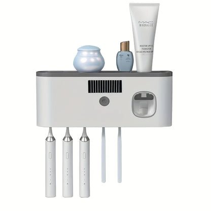 Smart UV Sanitizing Toothbrush Holder with Automatic Dispenser