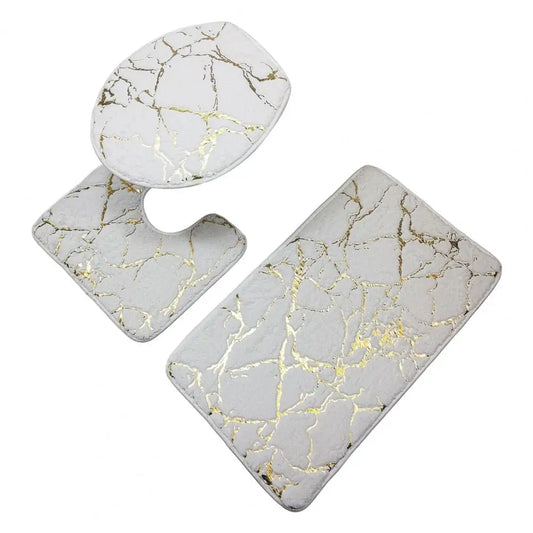 Luxurious Marble Bathroom Rug Set - Anti-Slip & Quick Dry
