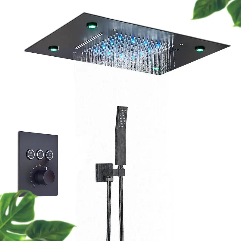 Luxurious Thermostatic LED Shower System - Ceiling Mount