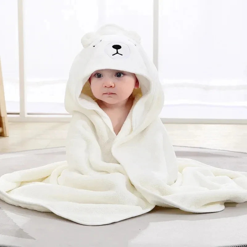 Baby Bath Towels With Cartoon Print and Hood