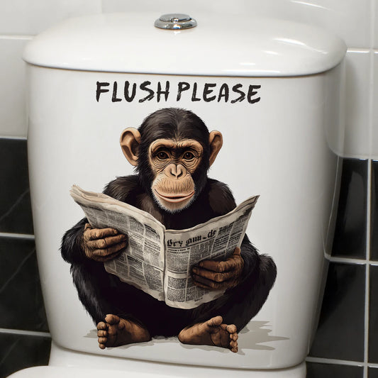 Chimpanzee Newspaper Sticker for the Toilet