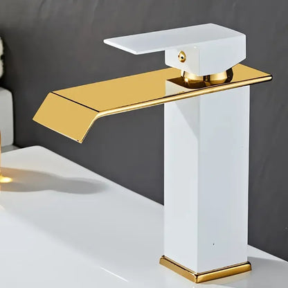 Luxury Glam Style Waterfall Bathroom Sink Faucet - 304 Stainless Steel, Cold and Hot Water Mixer Tap with Chrome Finish,