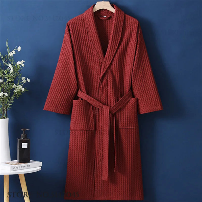 Luxurious Waffle Cotton Bathrobe - Aura Banho