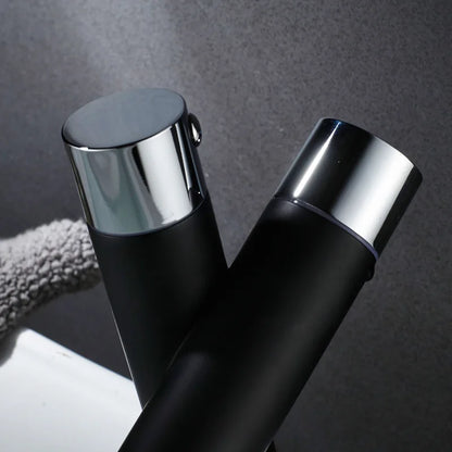 Black Bathroom Basin Faucet New Type Cold And Hot Water Mixer Deck Installation Sink Tap Washing Water-Saving Crane no pipe