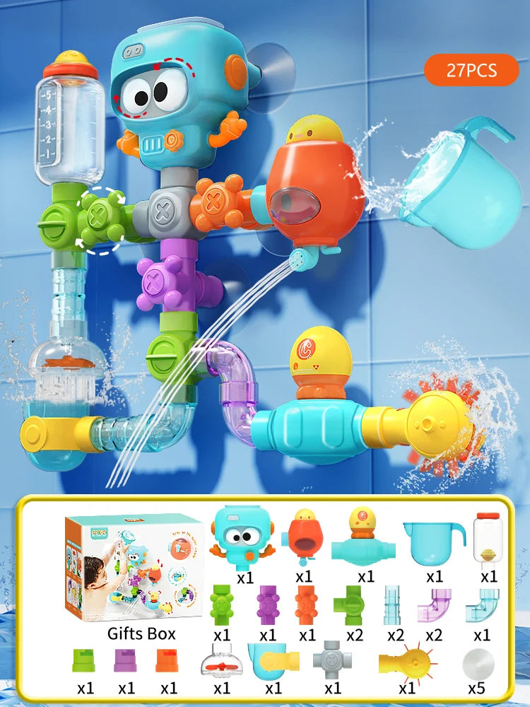 Rotating Tube and Water Play Set for Children's Bath Time