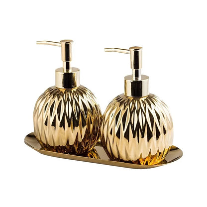 Gold Soap Dispenser para Banheiro, Garrafas De Shampoo De Cerâmica, Hand Liquid, Siver, 400 ml