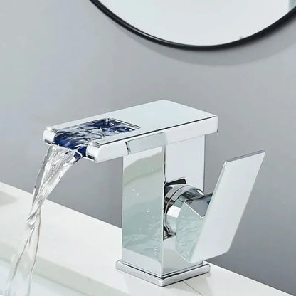 LED Waterfall Bathroom Basin Faucet Wash Sink Mixer Faucet White Black Chrome Sink Faucet Single Handle Toilet Mixer Tap