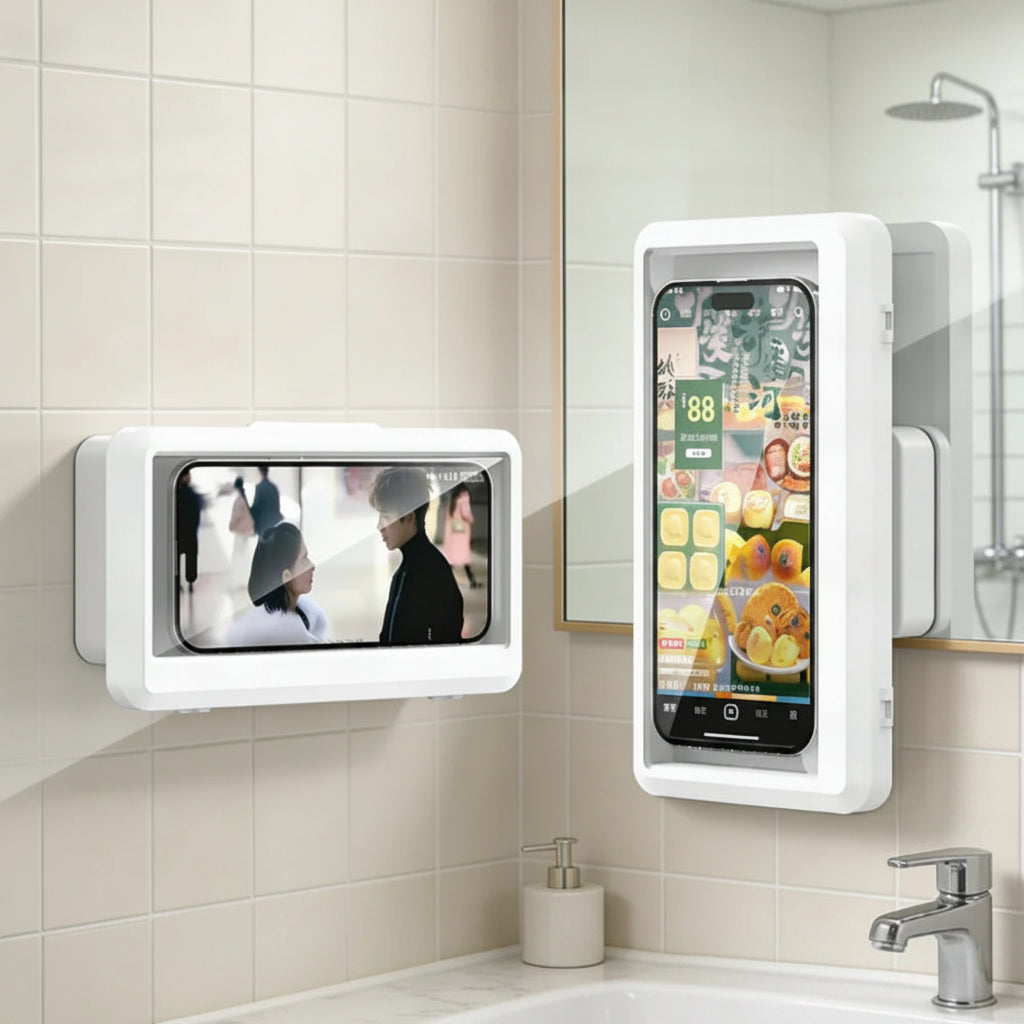 Waterproof and Anti-Fog Fixed Phone Case for the Bathroom