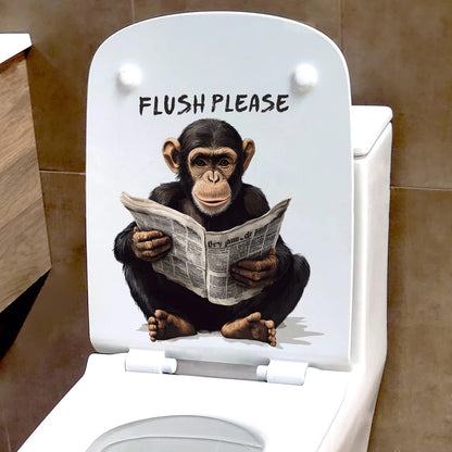Chimpanzee Newspaper Sticker for the Toilet