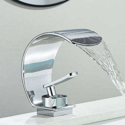 Elegant Matte Black Waterfall Bathroom Faucet
