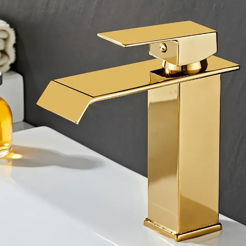 Luxury Glam Style Waterfall Bathroom Sink Faucet - 304 Stainless Steel, Cold and Hot Water Mixer Tap with Chrome Finish,