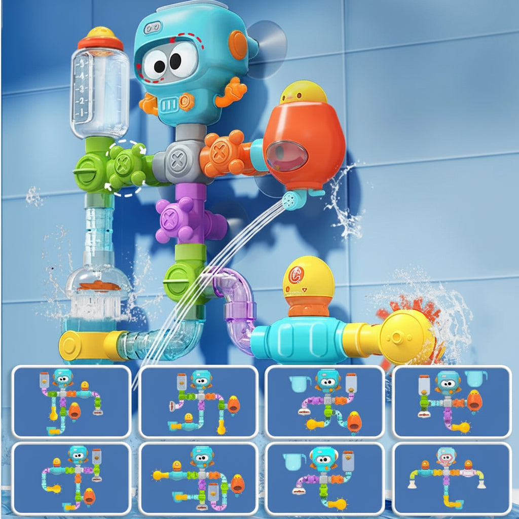 Rotating Tube and Water Play Set for Children's Bath Time